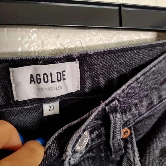 Agolde High Rise Stovepipe in metal black sz 23 - Picture 6 of 11